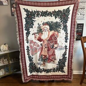Goodwin Weavers Father Christmas Santa ClausTapestry Fringed Throw 45x65